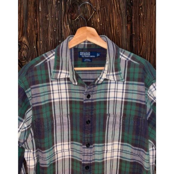 Polo Ralph Lauren Farrell Heavy Twill Shacket Men’s L Tartan Plaid Work Shirt - Picture 4 of 8